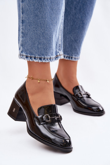 Stilīgi apavi Sieviešu ar papēdi Vinceza 18116 melnas krāsas