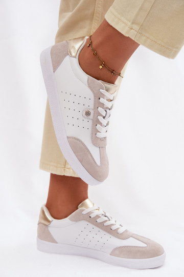 Sneakers modeļa apavi SieviešuIeslēgtsturalnej Skóry S.Barski LR61-7091 baltas krāsas