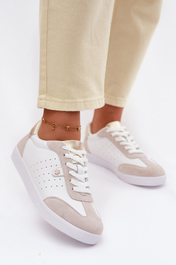 Sneakers modeļa apavi SieviešuIeslēgtsturalnej Skóry S.Barski LR61-7091 baltas krāsas 2