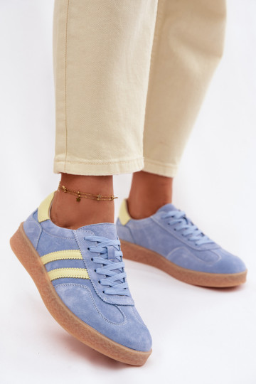 Āda zamšādas Sneakers modeļa apavi Sieviešu S.Barski LR61-7089 Zilas krāsas 2