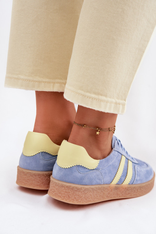 Āda zamšādas Sneakers modeļa apavi Sieviešu S.Barski LR61-7089 Zilas krāsas