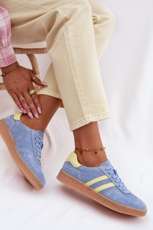 Āda zamšādas Sneakers modeļa apavi Sieviešu S.Barski LR61-7089 Zilas krāsas