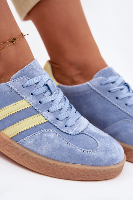 Āda zamšādas Sneakers modeļa apavi Sieviešu S.Barski LR61-7089 Zilas krāsas