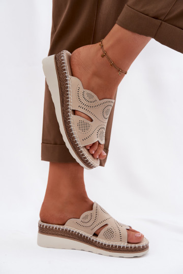 Čibas no dabīgas ādas Sieviešu ar platformu S.Barski GR61-5915 smilšu krāsas