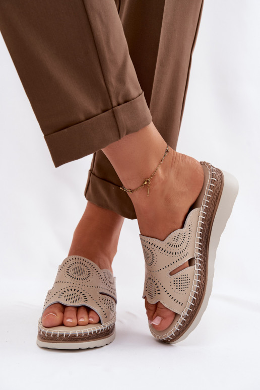 Čibas no dabīgas ādas Sieviešu ar platformu S.Barski GR61-5915 smilšu krāsas