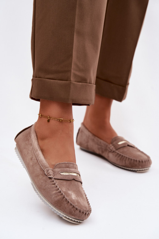 zempapēžu sieviešu mokasīniIeslēgtsturalnego zamšādasu S.Barski LR61-7029 brūnas krāsas