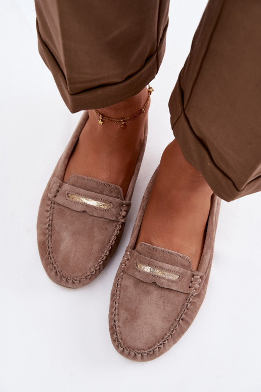 zempapēžu sieviešu mokasīniIeslēgtsturalnego zamšādasu S.Barski LR61-7029 brūnas krāsas