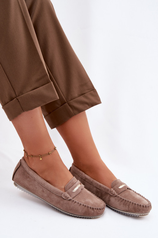 zempapēžu sieviešu mokasīniIeslēgtsturalnego zamšādasu S.Barski LR61-7029 brūnas krāsas