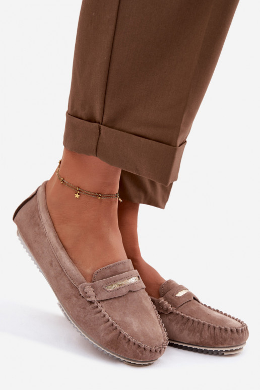 zempapēžu sieviešu mokasīniIeslēgtsturalnego zamšādasu S.Barski LR61-7029 brūnas krāsas