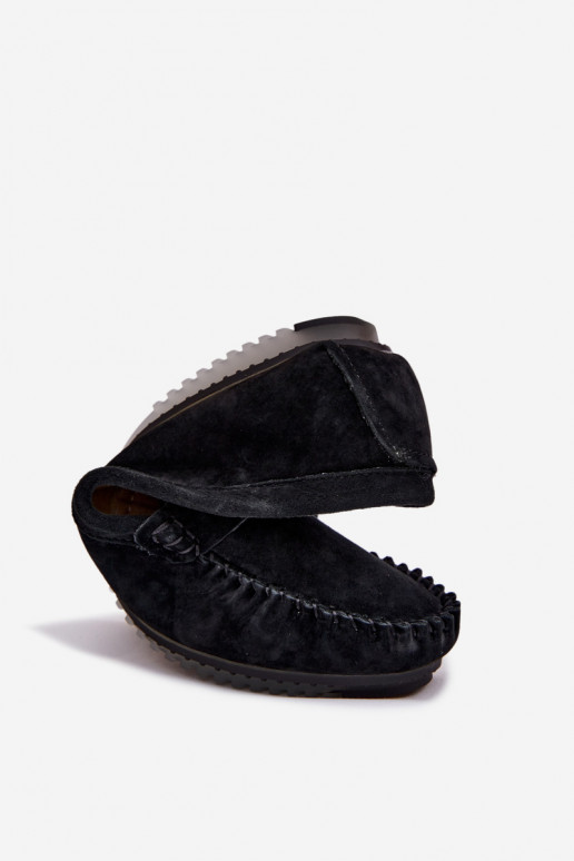 zempapēžu sieviešu mokasīniIeslēgtsturalnego zamšādasu S.Barski LR61-7029 melnas krāsas