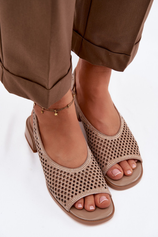 Dekorētas Ažūra basenes Sieviešu zamšādas Klockā D&A CR61-3131 smilšu krāsas