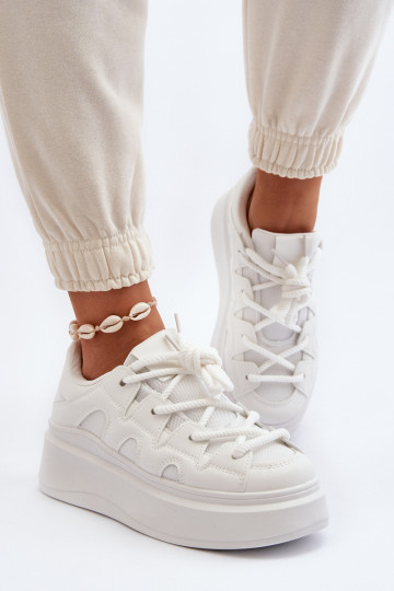 Sieviešu Sneakers modeļa apaviGrubym Šņorēšanam baltas krāsas Vinali 2