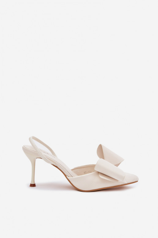 augstpapēžu kurpesOdkrytymi Piętami I Kokardką Ecru Eklevia