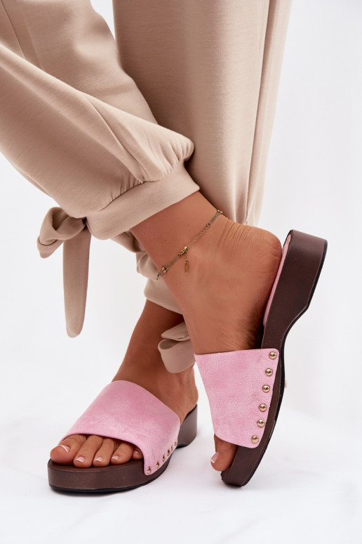 sieviešu čības Ze Zelta krāsasmi Kniedes Rozā krāsas Ferinna