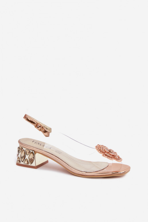 sandales Caurspīdīgas Klockā ar mirdzošiem spīdumiem I ar puķītēmem Vinceza 70122 Szampańskie