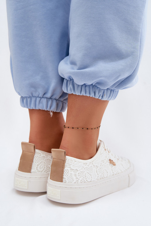 sieviešu puszābaki ar mežģīnēm Lee Cooper LCIN-26-02-4060 baltas krāsas