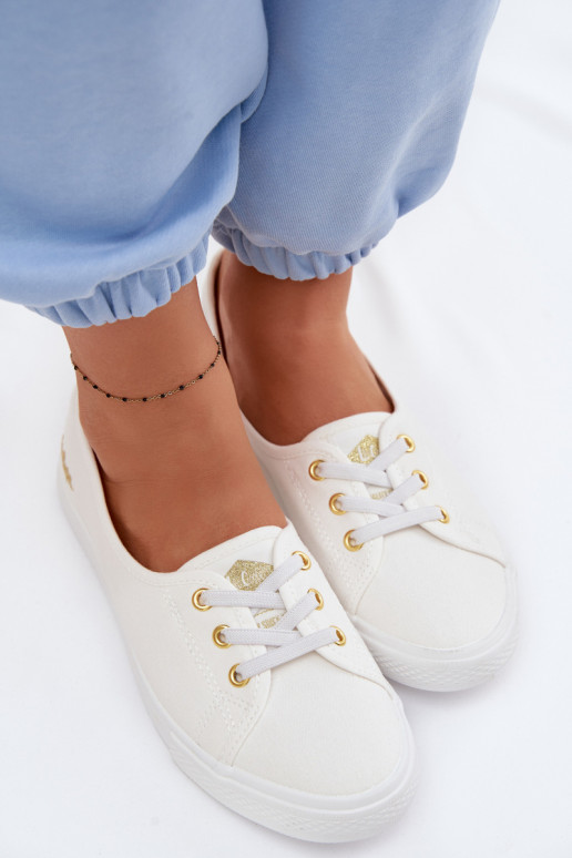 Sporta apavi sieviešu puszābaki Lee Cooper LCIN-26-02-4043 Baltas-Zelta krāsas