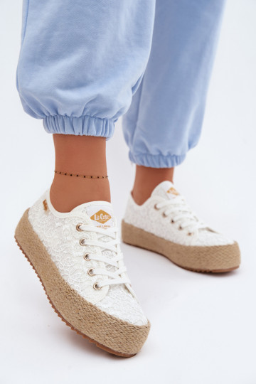 Ar mežģīnēm brīvā laika apavi espadrilles ar platformu Lee Cooper LCIN-26-31-4326 baltas krāsas