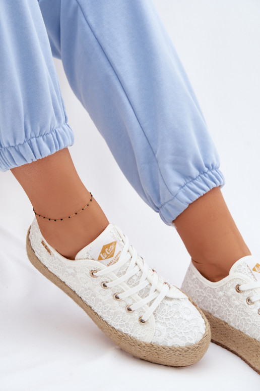 Ar mežģīnēm brīvā laika apavi espadrilles ar platformu Lee Cooper LCIN-26-31-4326 baltas krāsas