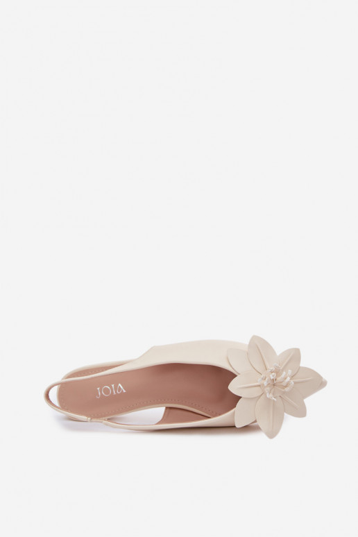 Sieviešu basenes ar platiem papēžiemDekoracyjnym Puķe Ziloņkaula krāsas Telivette