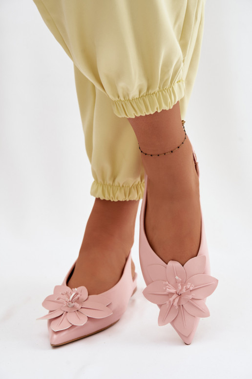 Sieviešu basenes ar platiem papēžiemDekoracyjnym Puķe Rozā krāsas Telivette