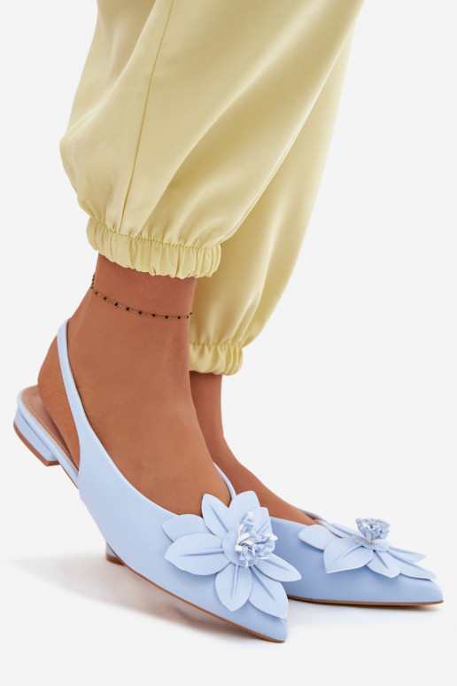 Sieviešu basenes ar platiem papēžiemDekoracyjnym Puķe Zilas krāsas Telivette