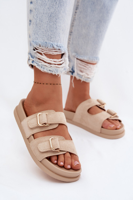 sieviešu čības Ze Zelta krāsasmi ar sprādzēmmi smilšu krāsas Pelorin