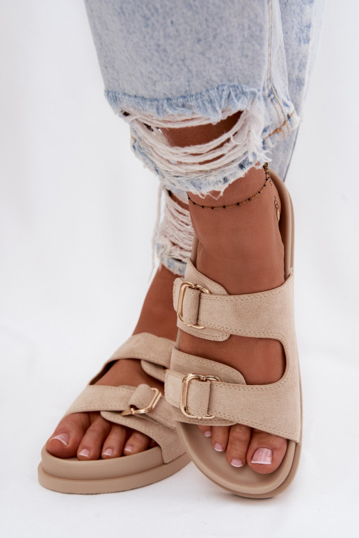 sieviešu čības Ze Zelta krāsasmi ar sprādzēmmi smilšu krāsas Pelorin