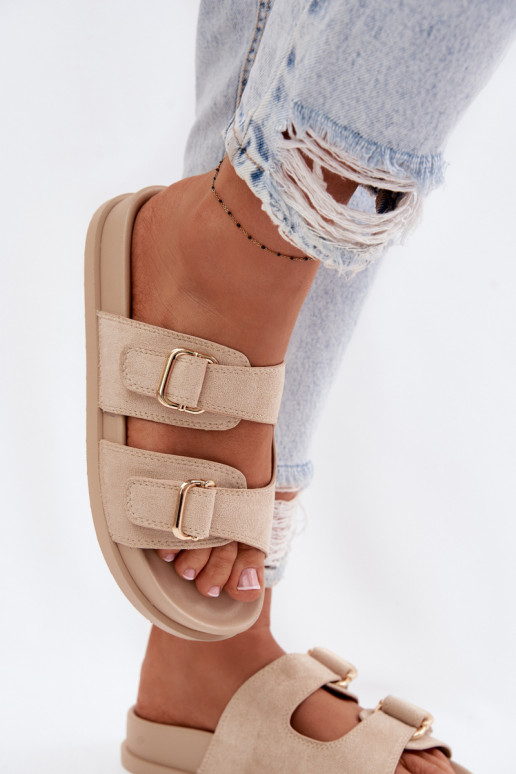 sieviešu čības Ze Zelta krāsasmi ar sprādzēmmi smilšu krāsas Pelorin