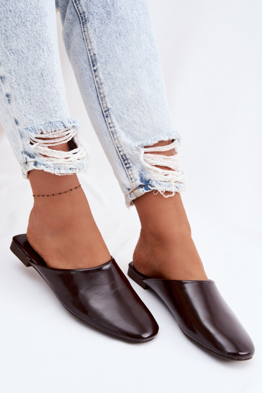 sieviešu čības MuleImitacji Skóry zempapēžu CzekoladoIne Romelle