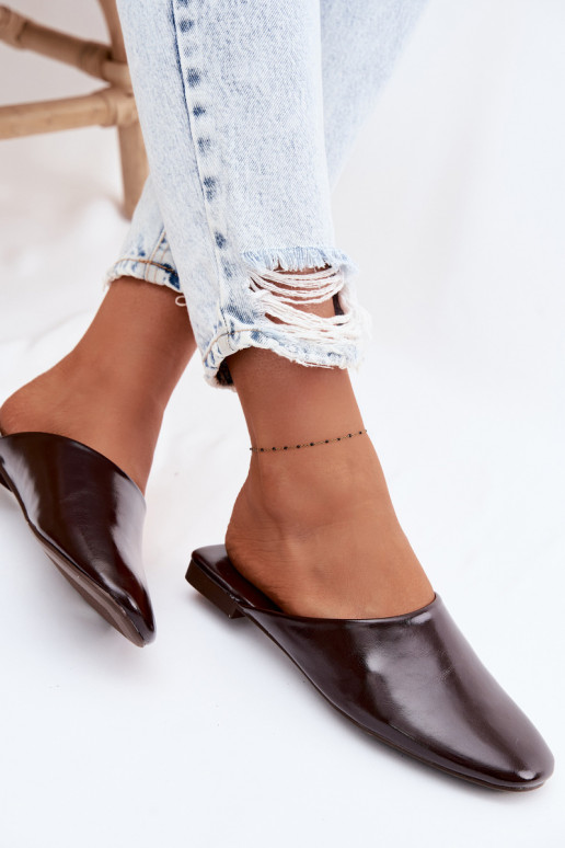 sieviešu čības MuleImitacji Skóry zempapēžu CzekoladoIne Romelle