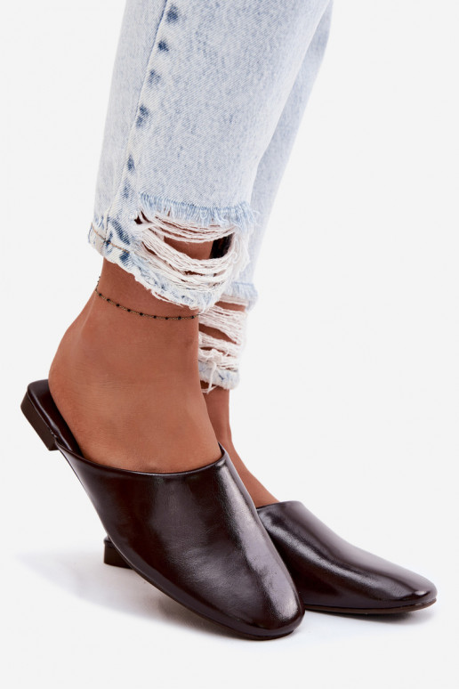 sieviešu čības MuleImitacji Skóry zempapēžu CzekoladoIne Romelle