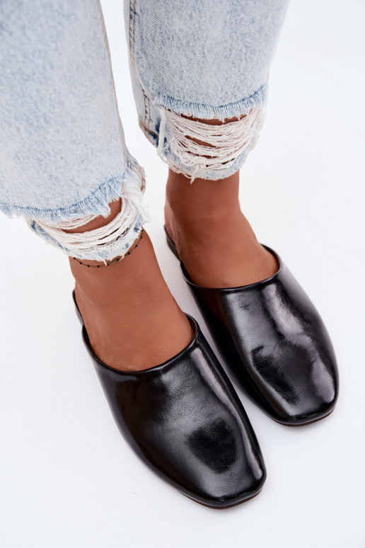 sieviešu čības MuleImitacji Skóry zempapēžu melnas krāsas Romelle