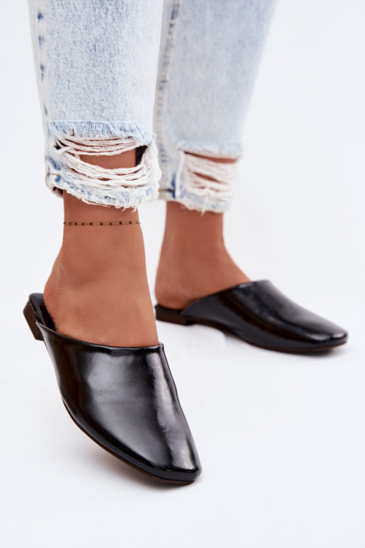 sieviešu čības MuleImitacji Skóry zempapēžu melnas krāsas Romelle