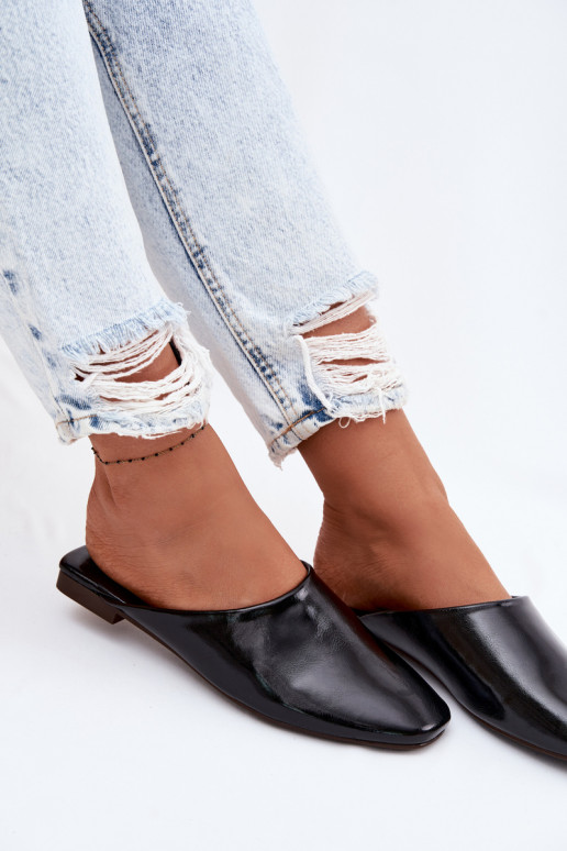 sieviešu čības MuleImitacji Skóry zempapēžu melnas krāsas Romelle