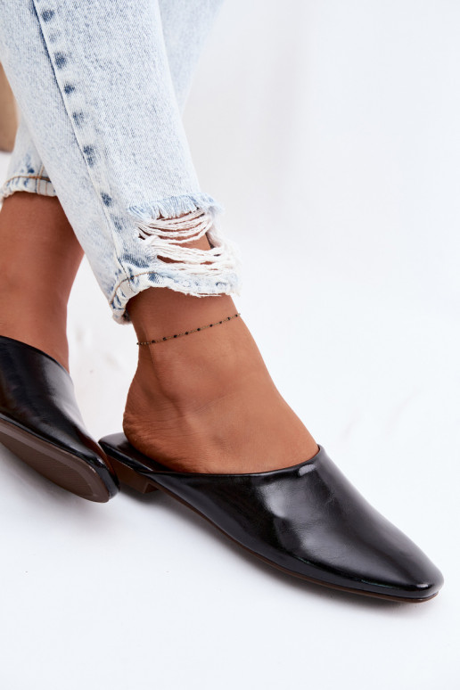 sieviešu čības MuleImitacji Skóry zempapēžu melnas krāsas Romelle