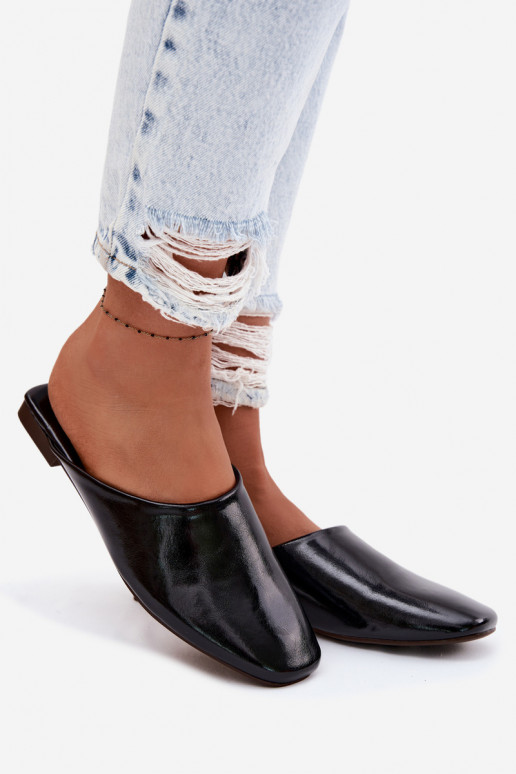 sieviešu čības MuleImitacji Skóry zempapēžu melnas krāsas Romelle