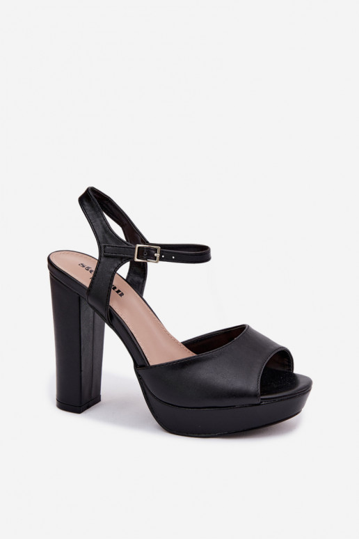 Sieviešu basenes Uz augstiem papēžiem Post melnas krāsas Nelissey