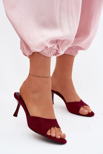 ČībasImitacji zamšādasu ar papēdi bordo krāsas Melissea 2