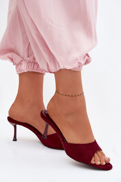 ČībasImitacji zamšādasu ar papēdi bordo krāsas Melissea