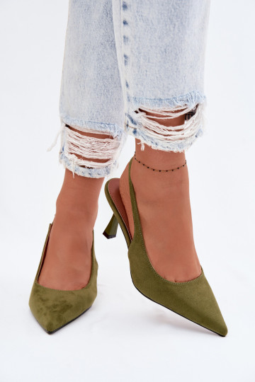 Sieviešu basenes ar papēdiImitacji zamšādasu Zaļas krāsas Saria