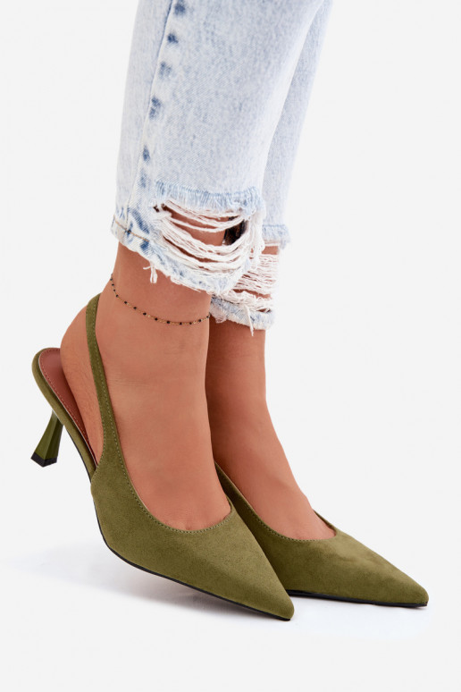 Sieviešu basenes ar papēdiImitacji zamšādasu Zaļas krāsas Saria