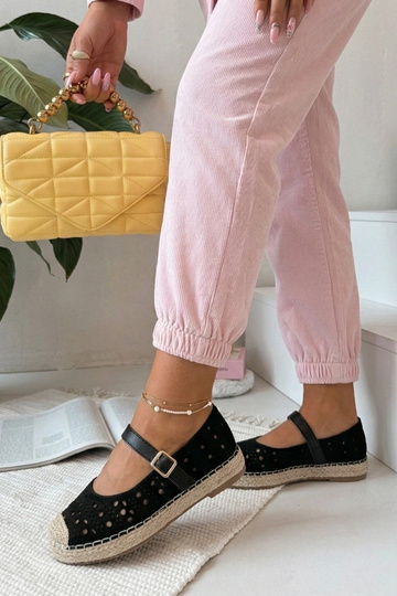 Melnās caurspīdīgās espadrilles uz platformas Paulette 2