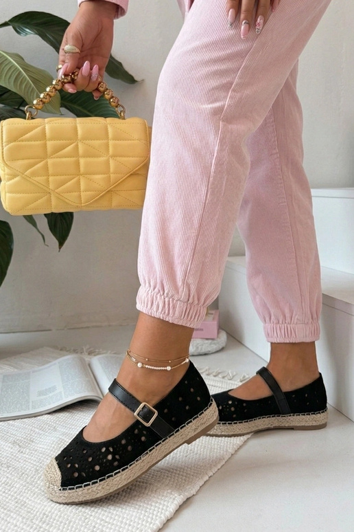 Melnās caurspīdīgās espadrilles uz...