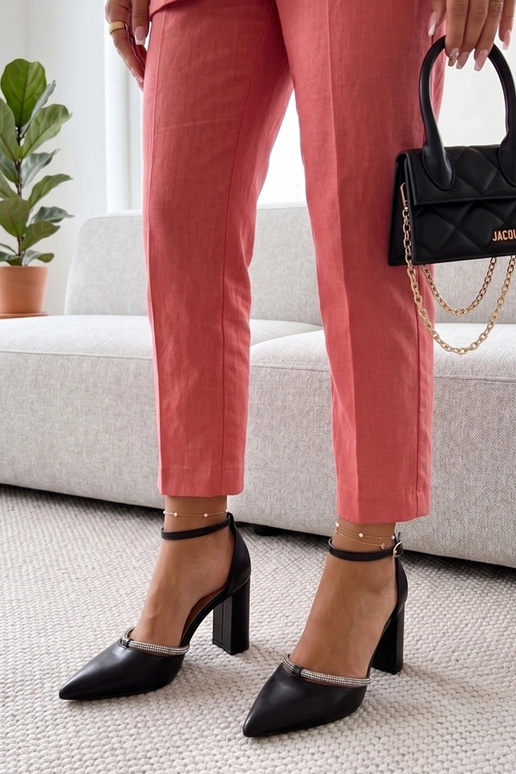 Melnas kurpes ar cirkoniem Madeleine