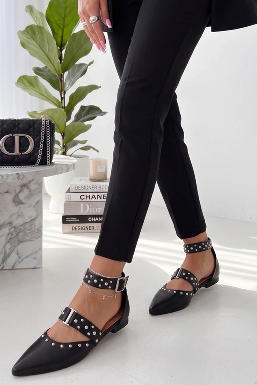 Melnas balerīnas ar kristāliem Clarisse