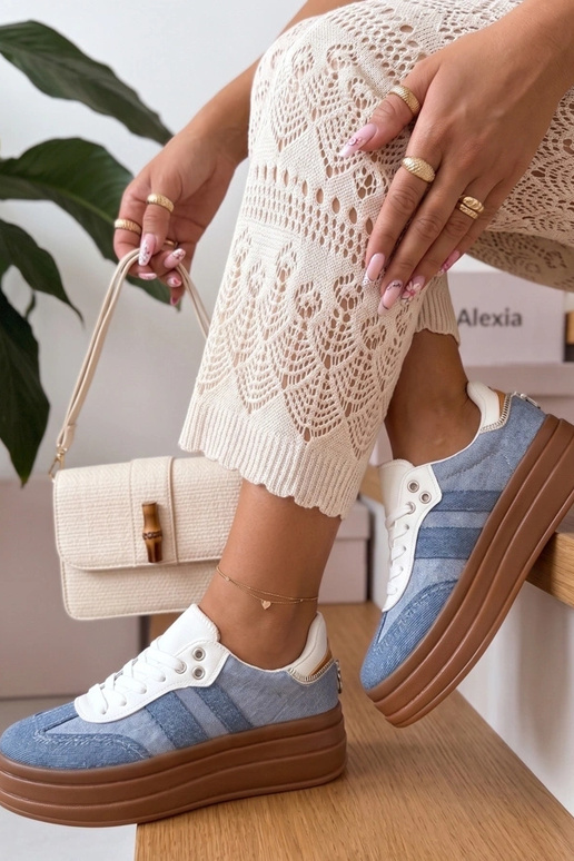 Zili sporta apavi ar platformu Arianne