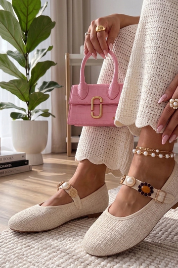 Smilšu krāsas balerīnas ar...