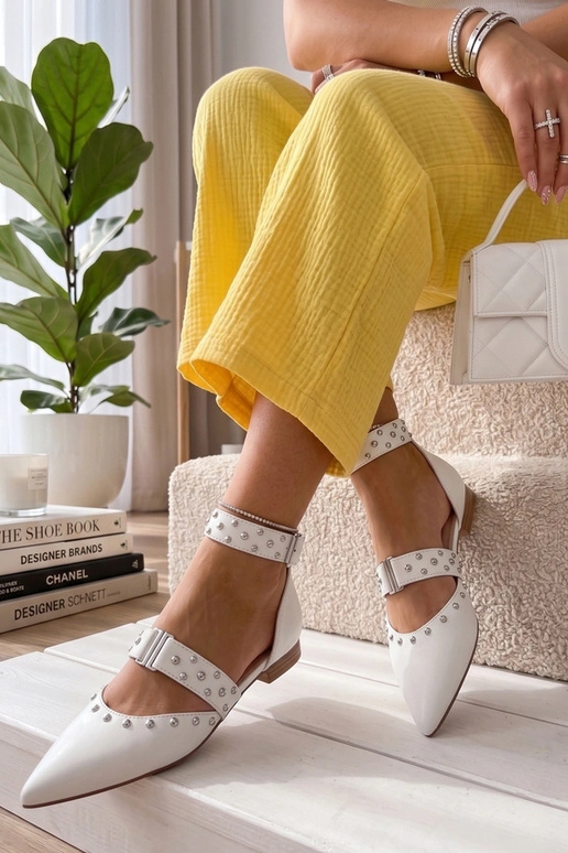 Baltas balerīnas ar kristāliem Clarisse