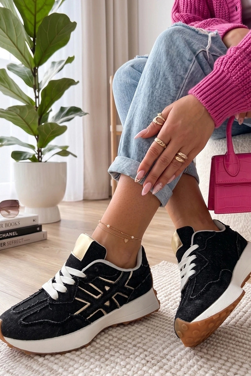 Melnie džinsu sporta apavi uz...